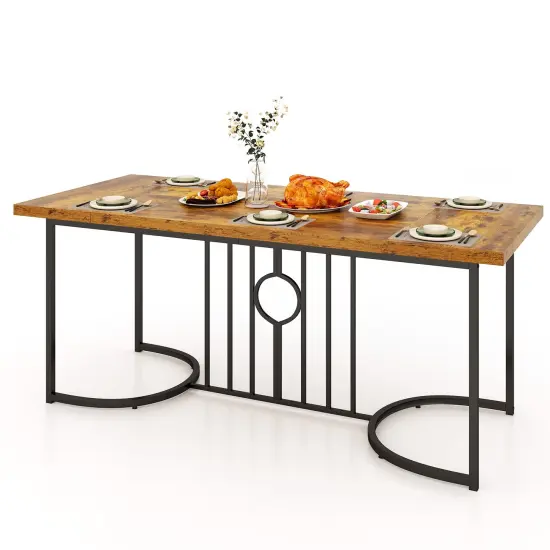 71 inches Large MDF Metal Dining Table, Spacious, Sturdy and Stylish {1}
