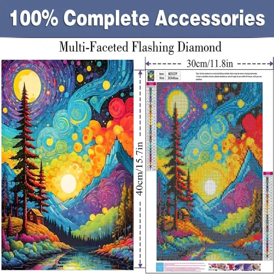 Van Gogh Diamond Art Kits for Adults Starry Sky Diamond Painting Kits for Adults, Full Drill Round Abstract Landscape Gem Art Kits for Home Wall Decor 12x16in {2}