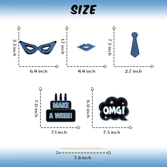 30 Pcs Blue Boys Men Birthday Photo Booth Props Kit {2}