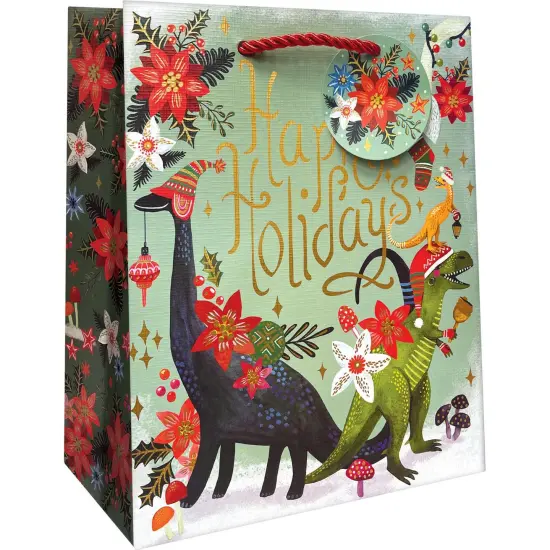 Pack/6: Festive Dinosaurs Gift Bag - 8 x 4 x 10" {1}