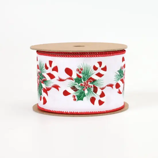LaRibbons 2 1/2" Wired Ribbon | "Candy Cane" White/Red/Iris | 10 Yard Roll {2}
