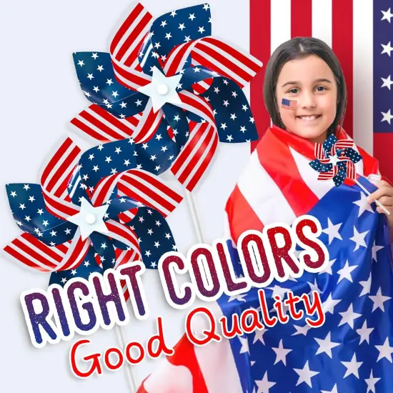 20pcs Fourth of July Pinwheels,Red White and Blue 4th of July Decorations American Flag Pinwheel {2}