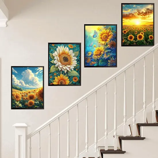 4 Pack Sunflower Diamond Art Kits for Adults 5D Animal Diamond Art Kit for Beginners DIY Paint with Round Full Drill Gem Art Painting for Home Wall Decor (11.8x15.7inch) {3}