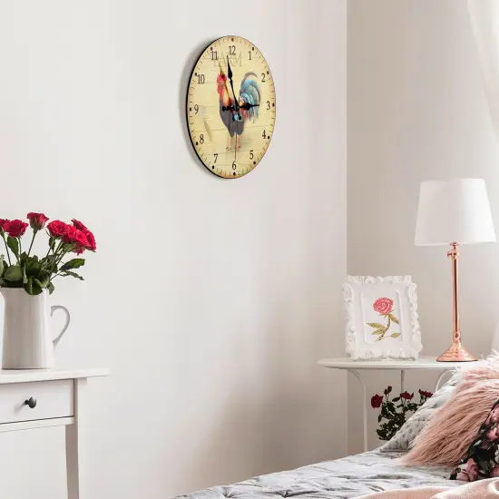 Farmhouse Rooster Wall Clock Battery Operated 12 Inch (30 cm) - Silent Frameless Kitchen Decor Analog Clock for Home, Office, Bedroom {4}