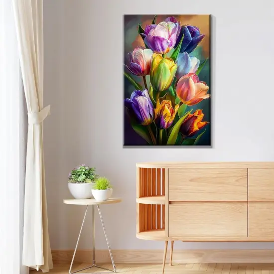 Paint by Numbers Kit for Adults Flowers Paint by Number with Frame Floral Paint by Number with Easel Tulip Digital Oil Painting Kits for Gift Home Wall Decor 7.87x11.81 Inch {5}