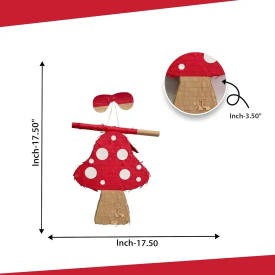 Mushroom Themed Pinata, Red & Brown Color with White Dots, Elevate Your Woodland Birthday Celebration with Vibrant Supplies and Eye Catching Decoration, Forest Party Favor {3}