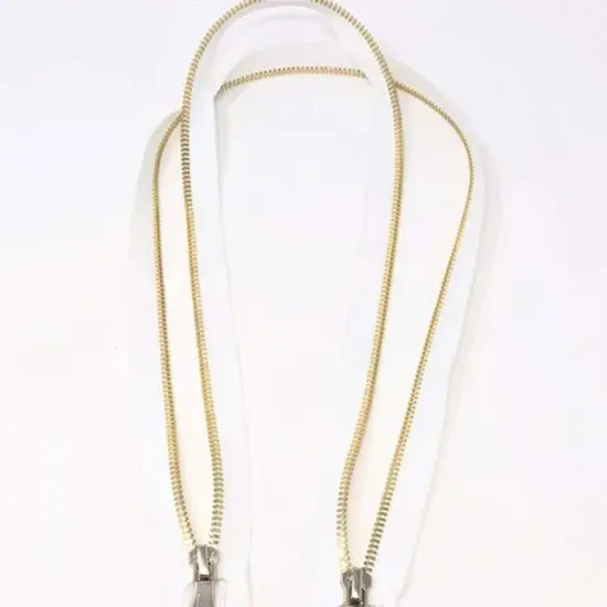 White Glossy Backpack Two Way Closed Zipper 5MM Gold Teeth {3}