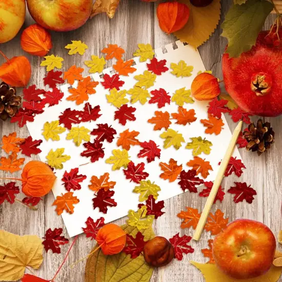 60g Fall Maple Leaf Confetti, Autumn Table Scatter Confetti, Sequins Sprinkle Confetti, Party Decoration Confetti, for Wedding, Birthday, Baby Shower, Halloween, Thanksgiving, Photoshoot, etc {4}