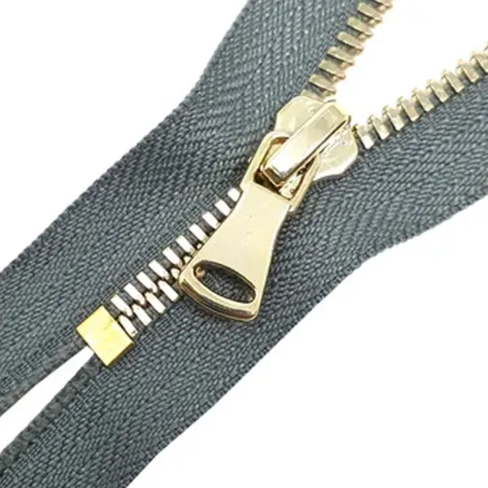 5MM Closed Bottom Zipper Gray Tape Brass Teeth 7 Inches {3}