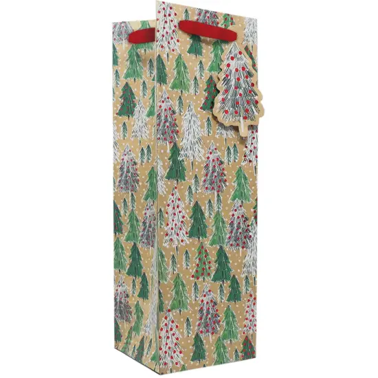 Pack/6: Opulent Tree Wine Bag - 4-1/2 x 4-1/2 x 14" {1}