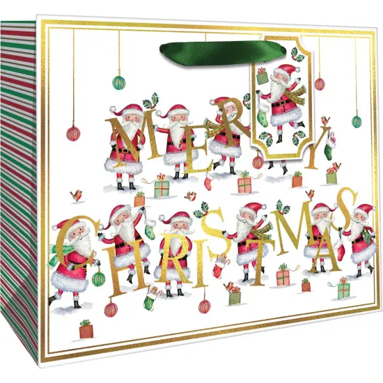 Pack/6: Santa Christmas Gift Bag - 12-1/2 x 5 x 10" {1}