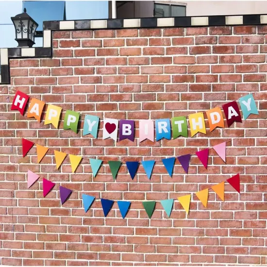 Rainbow Felt Fabric Bunting, 35 Pcs/ 24.6 Feet(3 Pack) Decoration Banners for Birthday Party {5}