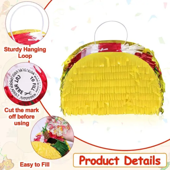4 Pack Cinco de Mayo Mini Taco Pinata 5.5"x4.3" Mexican Mini Pinatas for Fun Taco Party Supplies Mexican Theme Party Decorations Fiesta Decorations Carnivals Festivals Birthday Table Decor {4}