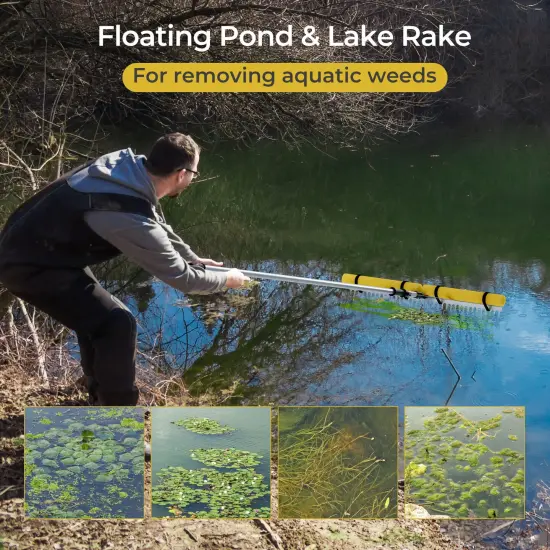 Silver Lake Rake Aquatic Pond Weed Cutter with 2 Removable Foam Floats and Aluminum Pole {4}