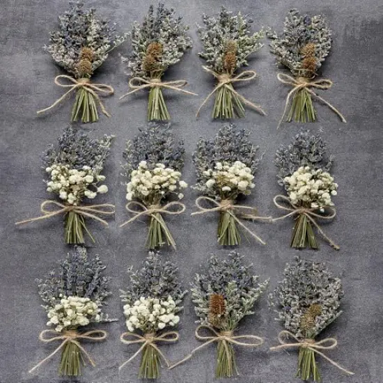 12pcs Lavender Bouquet, Mini Dried Flower Bouquet, Wedding Plate Decoration, Groom & Best Man Corsage, Photo Frame Decoration, Photo Prop. (Lavender) {1}