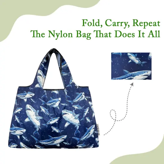 Wrapables Large Foldable Tote Nylon Reusable Grocery Bags, Great White {4}