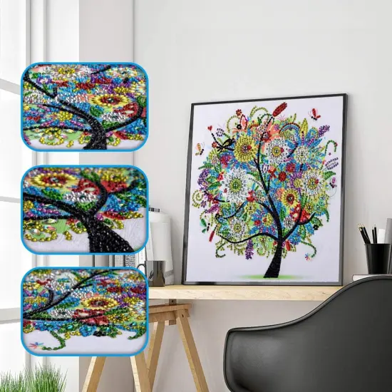 DIY 5D Diamond Painting kit Art Special Shape Rhinestones for Adults Beginner Colourful Four Season Tree Home Wall Decor 11.9x11.9 Inch (Four) {3}