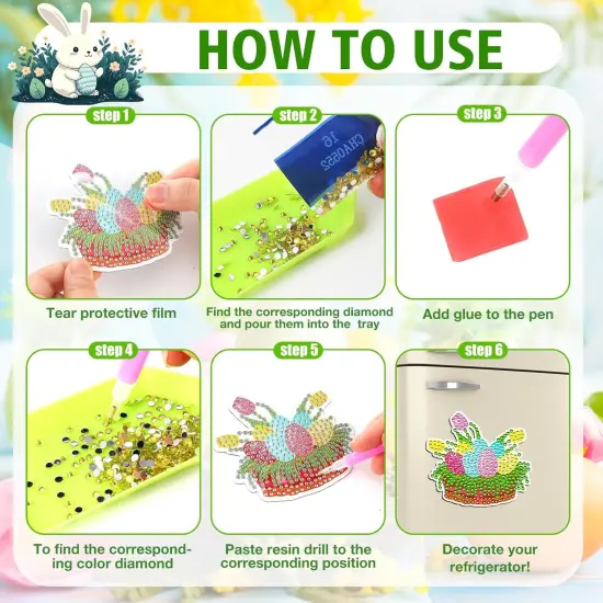 16 Pcs Easter Diamond Art Magnet Kits for Refrigerator {4}