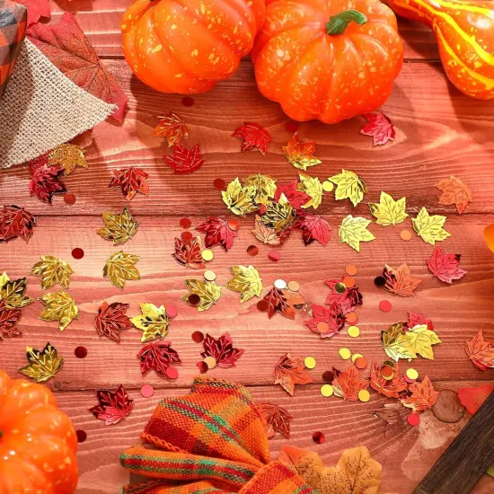 Thanksgiving Fall Maple Leaf Confetti - Foil Metallic Sequins for Autumn Holiday Party Supplies {4}