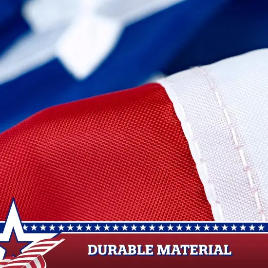 USA Pleated Fan Flag 1.5x3 Feet American USA Bunting Decoration Flags EMBROIDERED Patriotic Stars & Sewn Stripes Canvas Header and Brass Grommets {4}