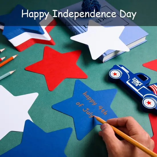 72 Pieces 6 Inch Star Cutouts Paper Red White {2}