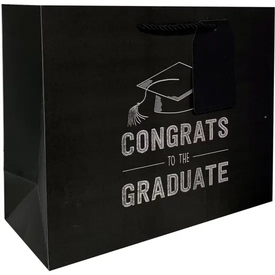 Pack/6: Grad Black Gift Bag - 8 x 4 x 10" {2}