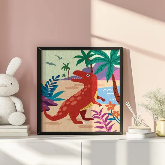 DIY Paint by Numbers Kit for Kids 4 Sets Cartoon Dinosaurs Paint by Numbers Christmas Gift for 8-12 Children Beginner 16x20 Inch Without Frame Acrylic Oil Painting Drawing Craft Work {3}