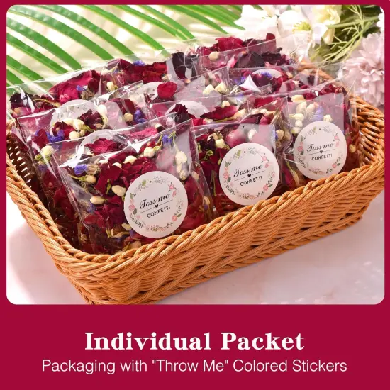 20 Pack Prefilled Confetti Packets,Biodegradable Flower Petals, Real Dried Flower Petals Individual Packing Rose Petals Wedding Send Off Ideas (Red Rose & Lavender & Lvory Jasmine Buds) {3}