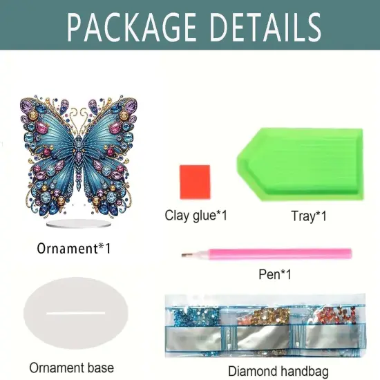 DIY Diamond Art Painting Kit for Adults 3D Butterfly, 9.1 x 9.5 inches, Tabletop Special Gem Crystal Acrylic Art Painting Kit Ornament, Box Package (Butterfly-1) {4}