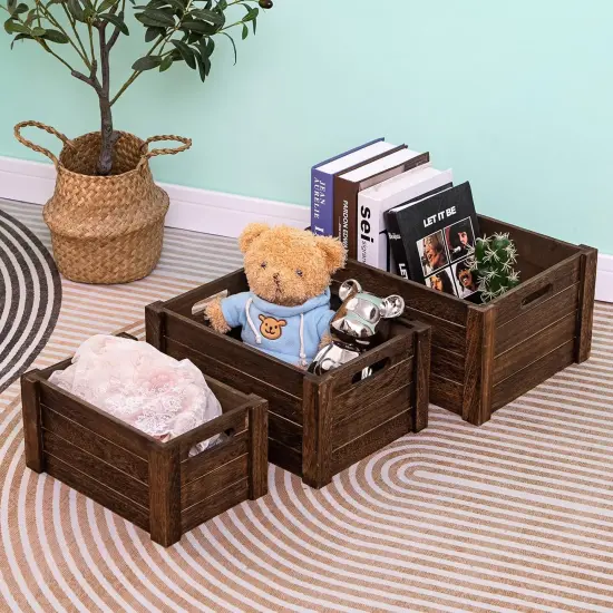 Large Vintage Black Wooden Crates For Storage {5}