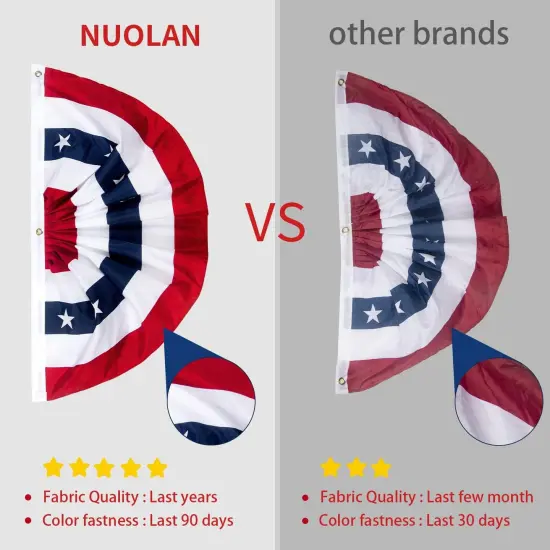 1.5 x3 Ft USA Pleated Fan Flag, American Patriotic Flag Bunting for Outside, Bunting Flags Outdoor Indoor for 4th of July Decorations (Set of 10) {5}