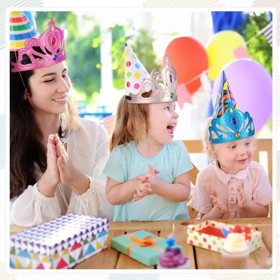 22 Pcs DIY Crowns Set Include 12 Pcs Foam Princess Crowns and 10 Pcs Crystal Diamond Sticker for Kids {4}