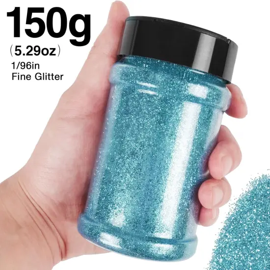Extra Fine Teal Blue Glitter, 1/96" Craft Resin Glitter Powder 5.29oz/150g PET Flakes Crafts Sequins for Nail Art, Hair, Epoxy Resin, Tumblers, Slime, Painting, Festival Decor {2}