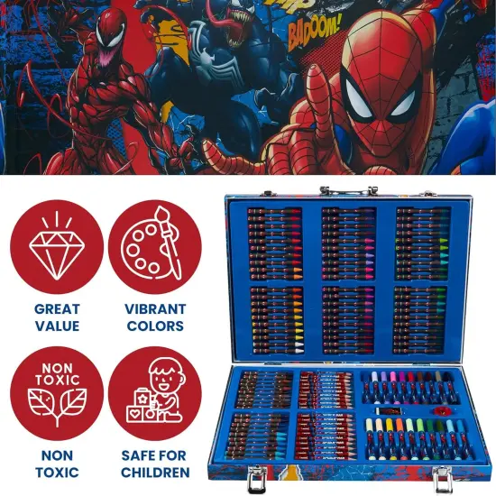 Colored Pencils Art Supplies Kids Drawing Kit School Supplies Painting Kit Girls Drawing Pencils Art Kit Travel Case with Crayons Arts and Crafts for Kids 4-12 (Multi Spiderman) {3}
