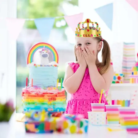 46 Pcs Paper Crowns for Kids to Decorate Birthday Party Hats Gold {3}