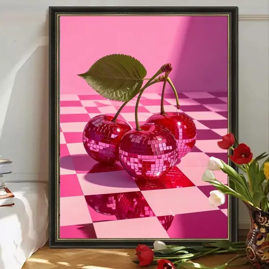 Diamond Art Kits for Adults,Cherry Diamond Art Diamond Painting Kit,5D Diamond Painting DIY Full Drill Diamond Dots Diamond Painting with Tools,Gem Craft for Home Wall Decor Gift-12x16in {5}