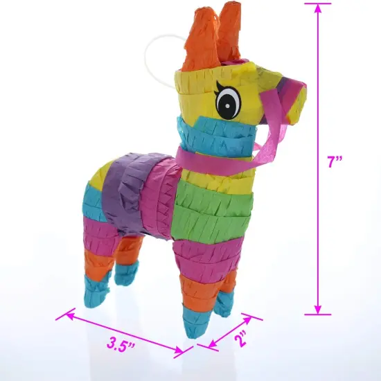 6 Pack 4"X7" Mini Donkey Pinata, Little Rainbow Llama Pinata for Birthday, Cinco De Mayo, Fiestas Decorations Party Favors {3}