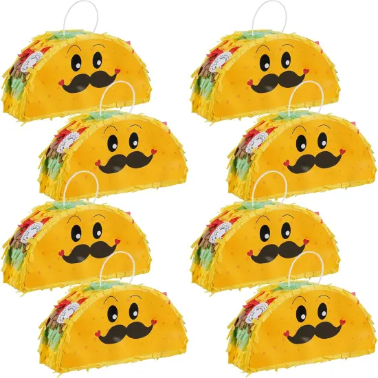 8 Pack Mini Pinata Mexico Taco Pi&ntilde;atas for Cinco De Mayo Party Fiestas Pi&ntilde;atas Birthday Celebrate Party Decoration Fun Taco Tuesday Event, 6 x 2 x 3.5 Inches {1}
