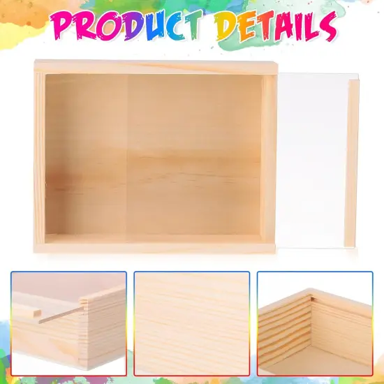 6.3 x 4.9 x 1.8 Inch Small Rectangle Crates Wooden Box {3}
