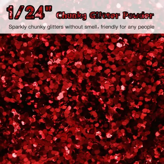 Red Glitter, 7.05 Oz (200g), Chunky Glitter for Resin Crafts Nails Tumblers Slime Cosmetic and Festival Decoration - Red Chunky Glitter Bulk {4}