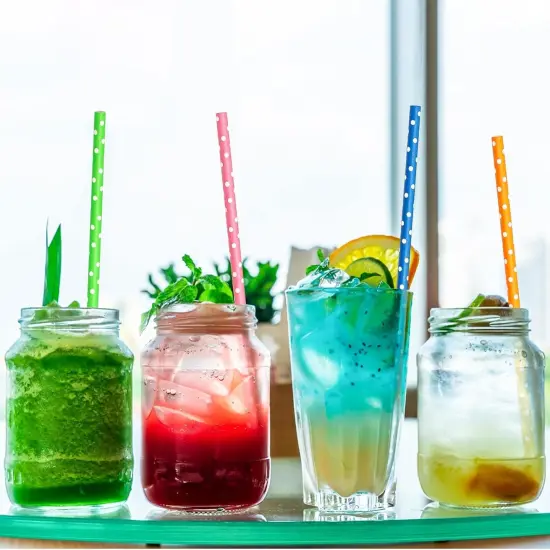 200PCS Multi-Color Biodegradable Paper Straws for Party Supplies,Birthday,Bridal/Baby Shower, Christmas Decorations and Holiday Celebrations (Dot) {4}