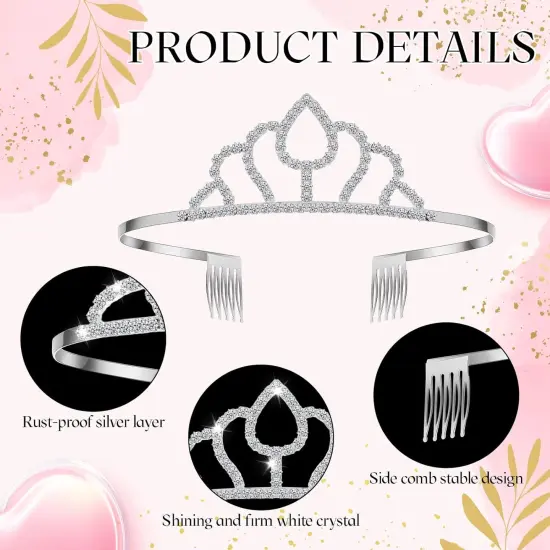 12 Pcs Tiara Crown Princess Crown Headband for Women Queen Crown with Comb Rhinestone Tiara {2}