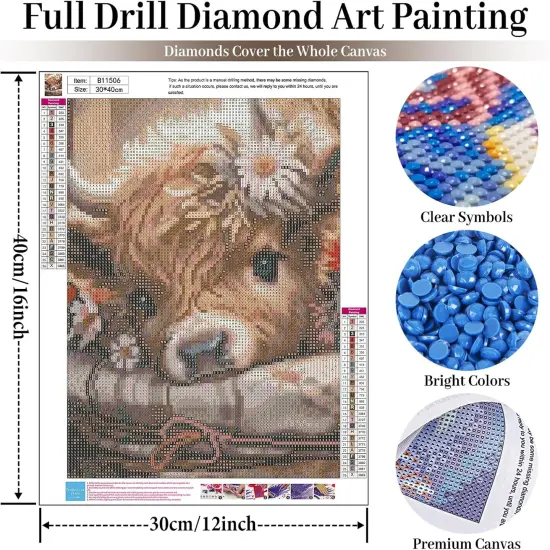 5D Highland Cow Diamond Painting Kits for Adults Beginners {2}