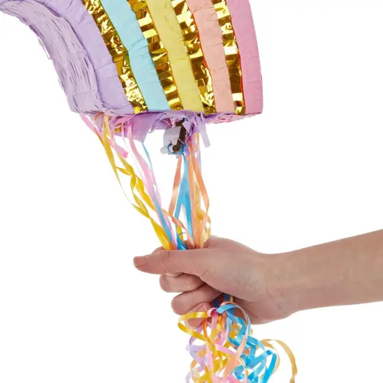 Rainbow Pull String Pinata for Pastel Birthday Decorations, Gender Reveal Party Supplies (Small, 16.5 x 10 x 3 In) {3}