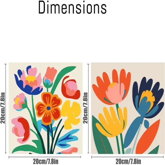 2 Pack Framed Paint by Number for Adults, Flower Paint by Numbers Kits on Canvas, Easy Adults Paint by Number Kits for Beginner DIY Acrylic Oil Painting for Home Wall Decor(8x8inch) {2}