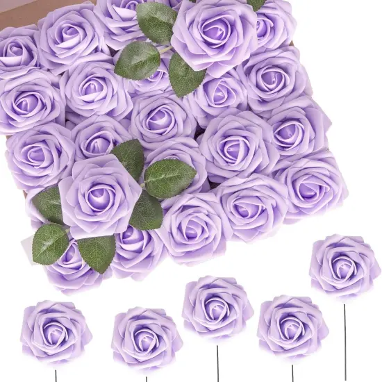 Dried Artificial Flowers, 50pcs Lavender Fake Rose Flowers with Stem for DIY Wedding Bouquets Centerpieces Arrangements Party Baby Shower Home Decorations {1}