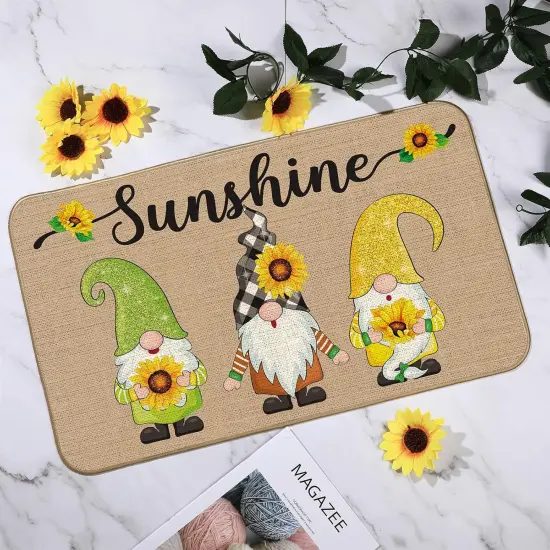 Fall Welcome Decorative Doormat 27.5 x 16.5 Gnome Welcome Mats Sunflower Non Slip Gnome Fall Door Mat Autumn Harvest Thanksgiving Floor Washable Entry Mat for Seasonal Home Decoration {3}