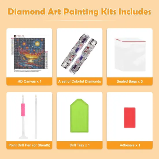 Abstract Landscape Diamond Art Kits, Starry Sky Diamond Painting Kits for Adults Beginners, DIY 5D Diamond Dots Kits Gem Painting for Home Wall Art Decor 12x12 inch {5}