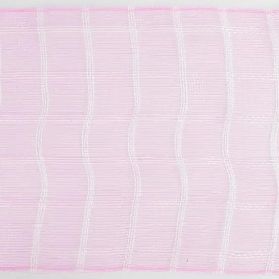 Pink and White Plaid Deco Mesh 10 Inch Pink White Check Mesh Ribbon Fabric Mesh Roll Decorative Mesh Wreath Supplies {5}