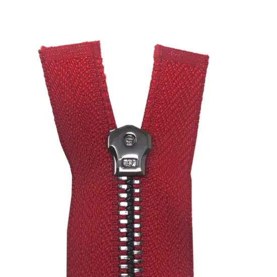 5MM One Way Non Separating Closed Bottom Zipper Red Tape Gun Metal Teeth 7 Inche {5}